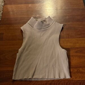 Sleeveless Ribbed Mock Neck Top - Cream